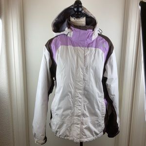 🌞The North Face 2N1 HyVent Snow Ski Hooded Cream,Lilac& Brown Layered Jacket #HC